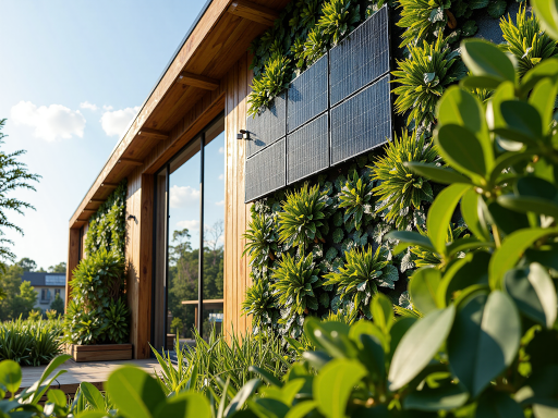 新能源系统解决方案公司外景,现代化办公楼,绿色植被环绕,蓝天白云背景